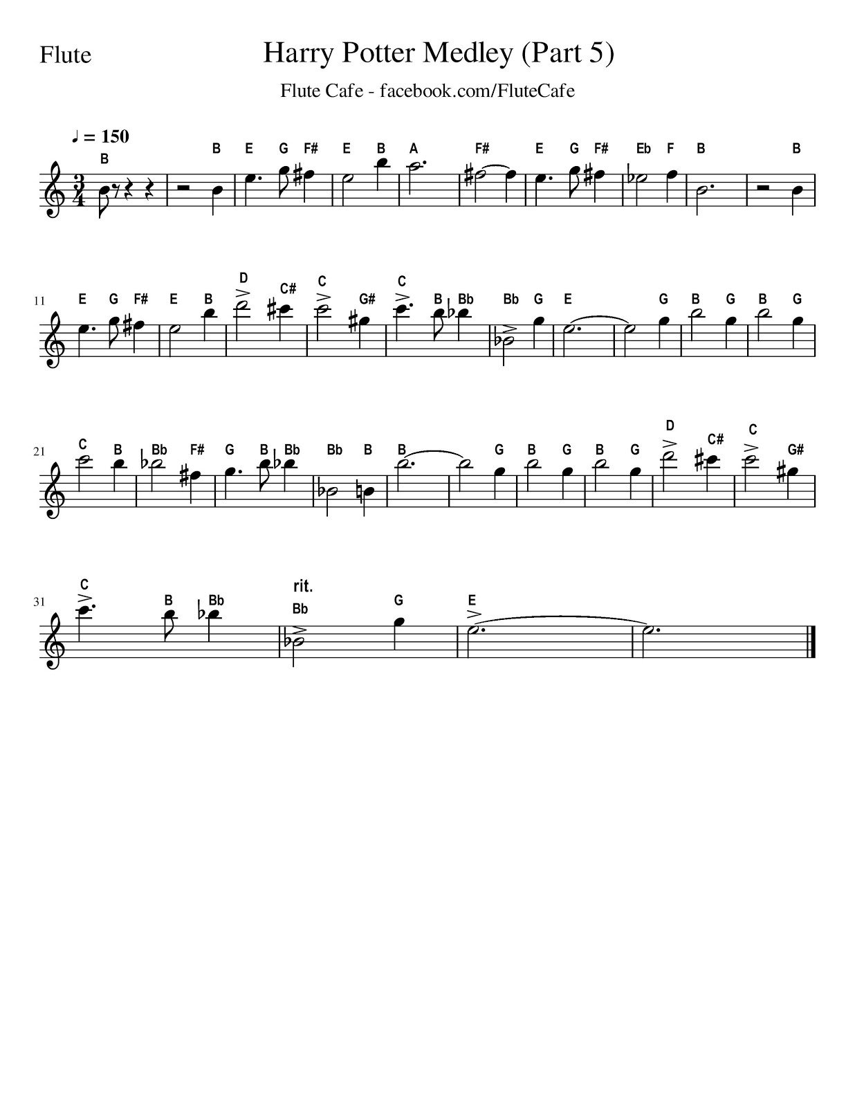 harry potter theme flute sheet music